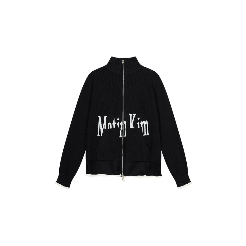 【官方正品】matin kin针织开衫宁艺卓同款男女撞色字母毛衣外套