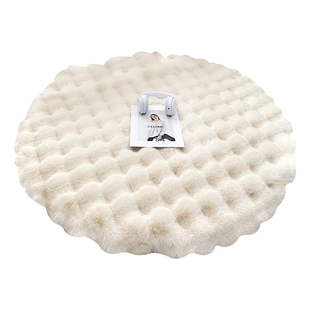 奶油风圆形小地毯高级感客厅懒人沙发毯摇椅梳妆台垫子ins风地垫