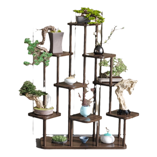 花架置物架阳台落地新中式花台室内装饰客厅多层窗台多肉花盆架子
