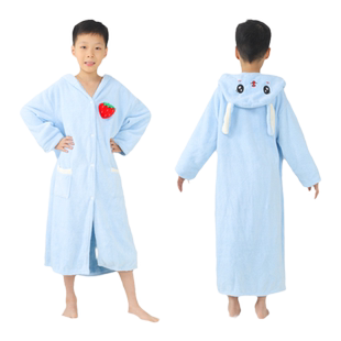 儿童浴袍长袖连帽浴裙洗澡专用冬季加厚男女居家服比纯棉吸水浴巾