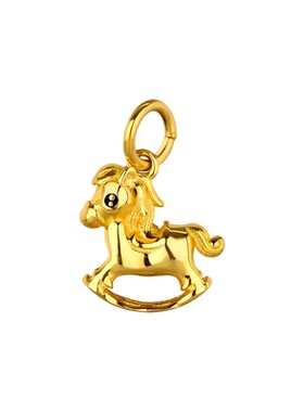 925纯银镀18k金铜钱小马年本命年礼物吊坠简约百搭马上来钱锁骨链