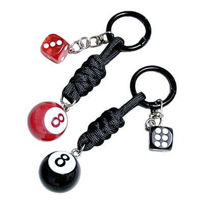 小众潮牌台球黑8钥匙扣美式骰子创意包包挂件个性diy手机腰间挂饰