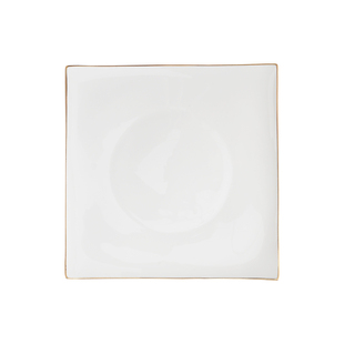 金边白色四方形8英寸西餐盘平盘家用菜盘牛排盘10英寸浅盘意面盘