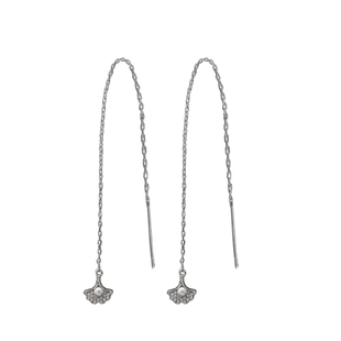 珍珠与银杏叶925纯银耳线长款防过敏女韩版耳坠简约精致个性文艺