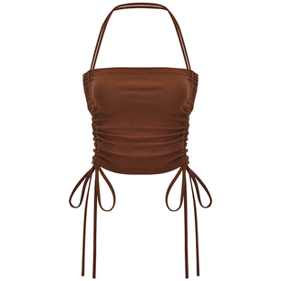 Go Girl Go 百搭显瘦平口挂脖吊带背心女外穿抽绳短款辣妹上衣