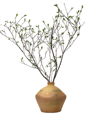 海虹雅林猫柳叶仿真绿植假花艺高级感逼真客厅轻奢洞石花瓶摆件