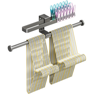 放晾衣架收纳整理架免打孔壁挂式阳台墙上放夹子家用多功能挂钩杆