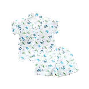 男童夏纯棉纱布家居服儿童和服桑拿汗蒸服薄睡衣套浴衣空调服宝宝