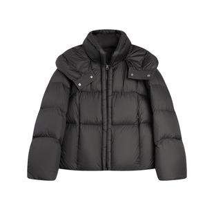 【鹅绒】ELLE90连帽加厚短款羽绒服女2025冬季新款廓形保暖外套