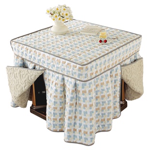 新款四方桌烤火桌子套罩烤火罩正方形烤火炉桌罩取暖桌烤火被加绒