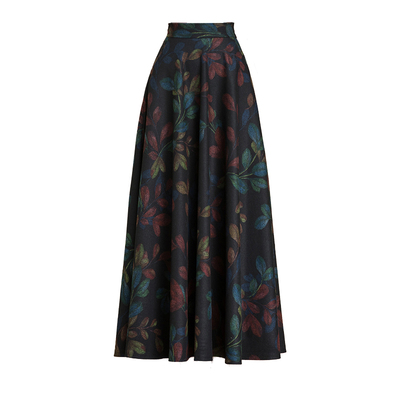 秋冬大码显瘦毛呢半身裙碎花a字