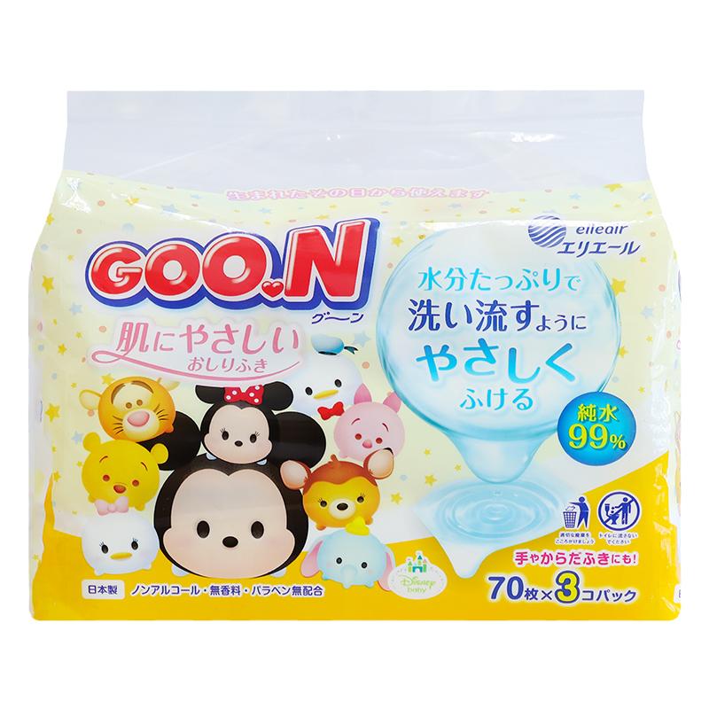 日本大王制紙新生嬰幼兒潤(rùn)膚濕巾小包家庭裝嬰兒濕巾新生幼兒70片
