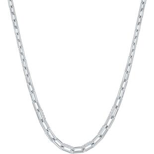 周六福素链男款S925银项链古巴链银本命年礼物送男友