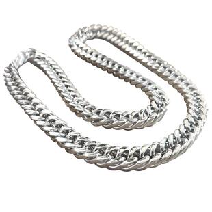 白金色套头链男士项链钛钢无扣国潮嘻哈长短hiphop链子霸气不褪色