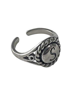 简约字母戒指纯银镀白金韩版开口