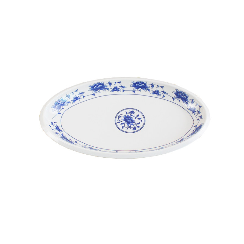 青花仿瓷四方盘炒粉盘圆形炒菜盘