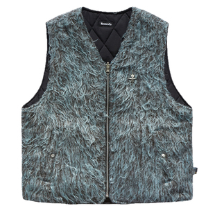 Remedy国潮2024秋冬新款绒毛夹棉背心美式潮牌双面穿棉马甲男女