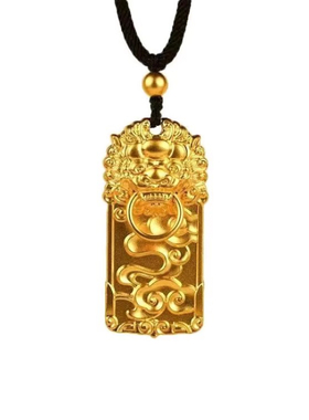 2025新款女项链小众麒麟祥云吊牌 精美工艺仿金麒麟吊牌男士饰品