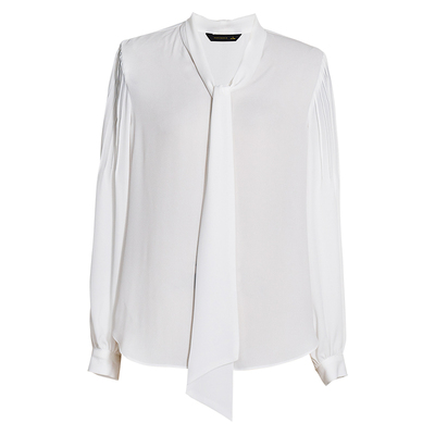 罗衣时尚气质系带领衬衫