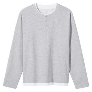 热风男士长袖T恤内搭上衣打底衫2026年春季新款韩系亨利衫长T恤