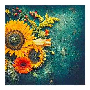 简约现代肌理向日葵挂画客厅玄关卧室宿舍床头自粘防水油画布墙贴