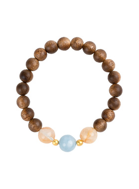 【财源流转】黄胶花海蓝宝奇楠沉香手串范李李招财促能流动手链