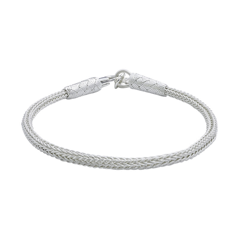 土耳其999纯银手链女森系小众ins简约冷淡风情侣款超细编织手绳男