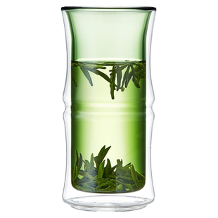 美斯尼玻璃杯双层防烫绿茶杯耐热家用高硼硅玻璃水杯办公室喝茶杯