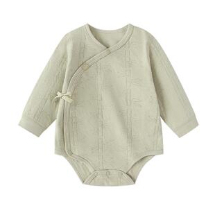 【清仓】babylove婴儿包屁衣纯棉睡衣春秋季提花宝宝绑带三角哈衣