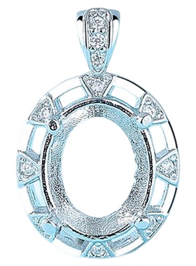 白金色吊坠空托diy镶嵌椭圆形