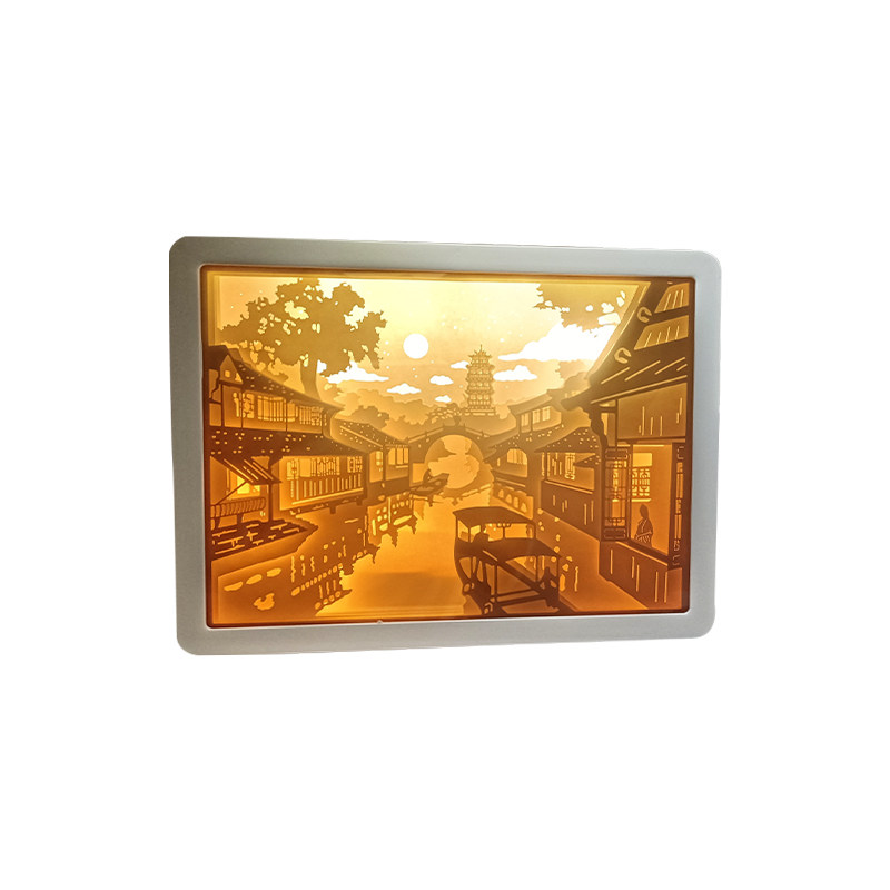 升级蓝牙镜面纸雕灯成品闺蜜创意节日礼物小夜灯3D光影纸雕小夜灯