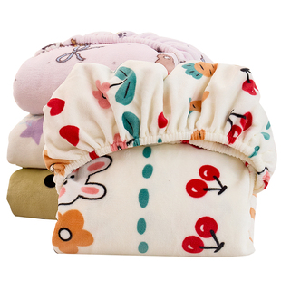 婴儿床笠加厚牛奶绒珊瑚豆豆绒宝宝床单儿童拼接床垫套罩冬天定制