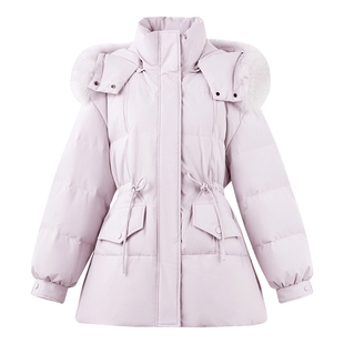 秋水伊人一手长时尚休闲羽绒服2025秋冬新款狐狸毛领收腰保暖外套