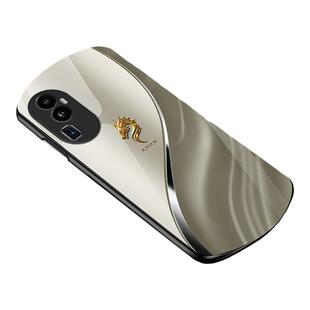 樱声适用荣opporeno10手机壳新款reno11龙行大运弧形玻璃外壳findx3全包防摔findx6pro高端商务男防摔保护套