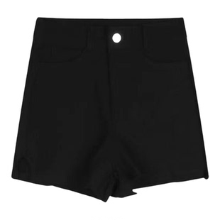 黑色高腰绑带牛仔短裤女夏季新款辣妹修身显瘦小众直筒短裤ins潮