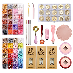 穗迪思火漆印章套装全套密封蜡粒信封封口火漆章头新手火星印章一套带熔炉收纳盒配件便宜火气印章手账整合