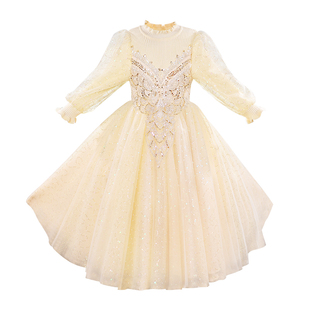 女童公主裙婚纱礼服长裙花童钢琴演出服儿童装高端冬季主持人生日