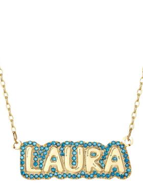 小众彩色天然锆石名字项链