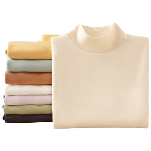 女童打底衫男童纯棉白色磨毛加厚半高领卫衣宝宝儿童内搭保暖上衣