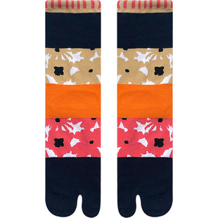 任意3双包邮阿希哥情侣分趾VC日系中筒袜拼接奶牛两指潮二趾男女