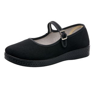 老北京布鞋女款老人黑布鞋宽松中老年舞蹈鞋软底防滑酒店工作单鞋