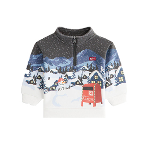 Kith Baby婴童装圣诞限定石洗棉圣诞村亨特半拉链套衫|正品现货
