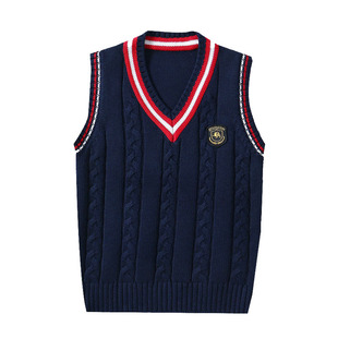 儿童棉马甲宝宝毛线春秋款男女童无袖背心毛衣大男童马夹坎肩学院