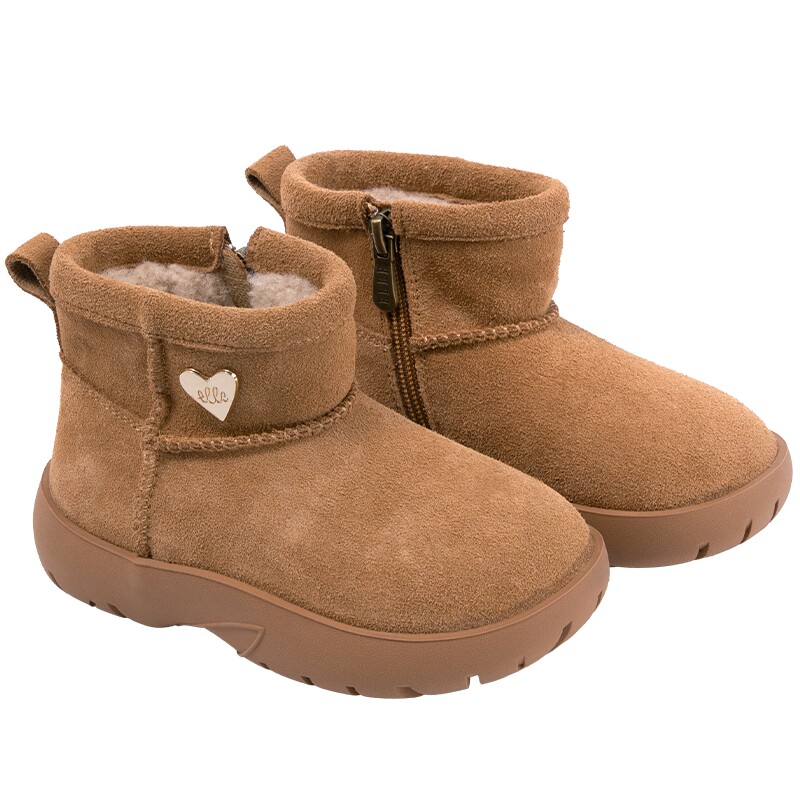 ELLEkids女童秋冬新款加绒雪地靴