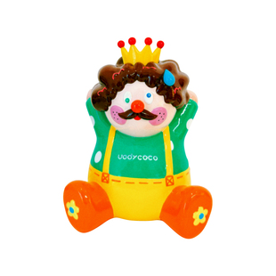 有蒂棵棵创意卡通小国王举高高花瓶花朵装饰摆件家居客厅萌趣花器