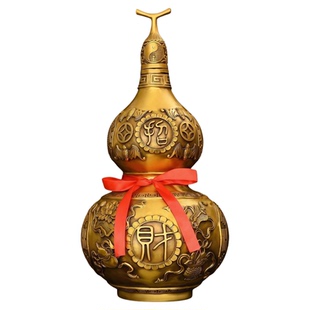黄铜葫芦摆件家居桌面创意装饰品摆设全铜招财纳福八宝开口葫芦