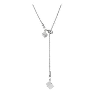 GuangYu金属方块长款毛衣链男钛钢项链抽拉式简约小众设计蛇骨链