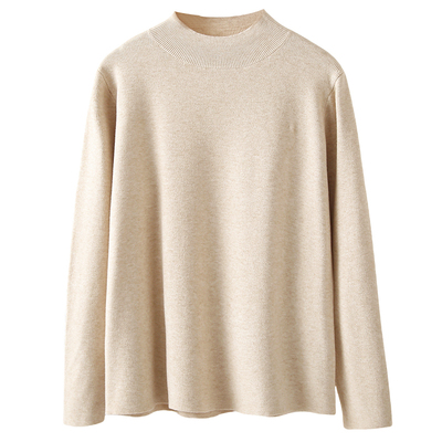 纯色针织衫大码半高领套头