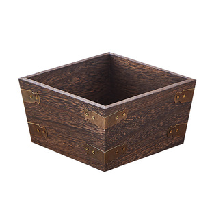 家用实木招财日进斗金米斗粗陶客厅摆件开张礼品升子斗四方艺术品