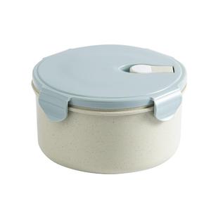 饭盒便当盒大容量单格可微波炉加热圆形带汤泡面碗小麦秸秆汤碗pp